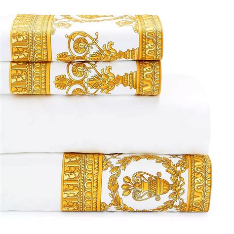 versace 4-piece barocco cotton sheet set|Versace Barocco 4 Piece Sheet Set, Queen .